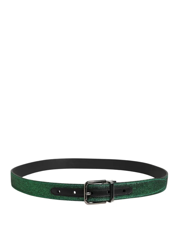Dolce &amp; Gabbana Men Green Lurex Polyester Metal Buckle Belt
