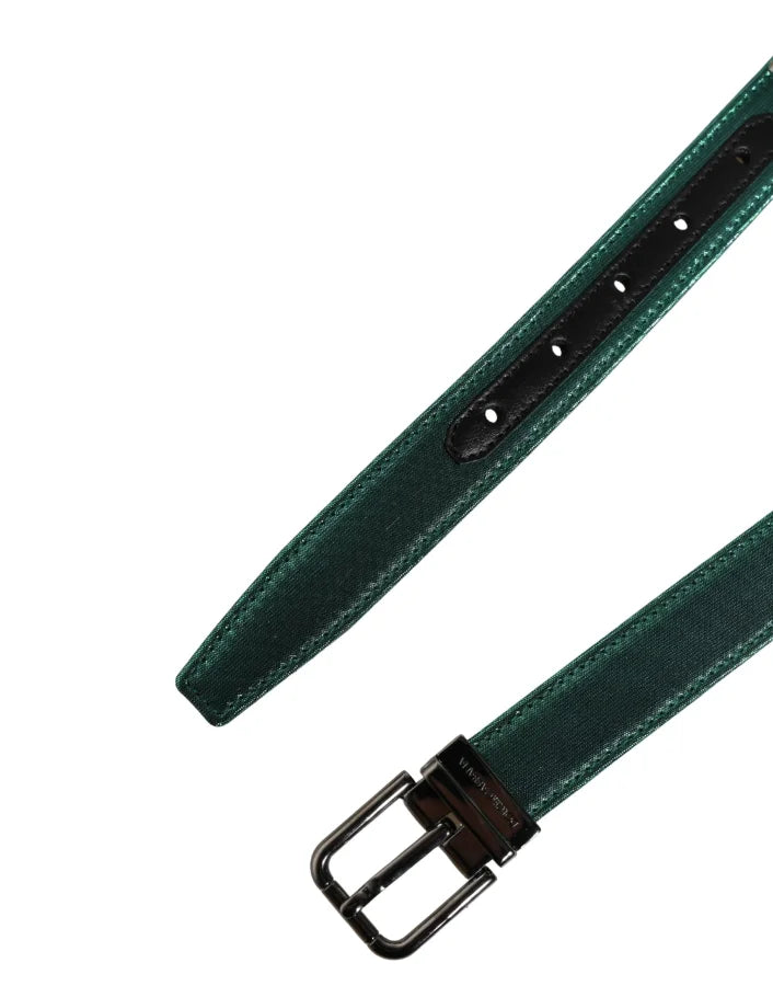 Dolce &amp; Gabbana Men Green Lurex Polyester Metal Buckle Belt
