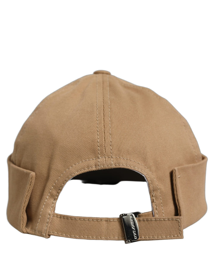 Dolce &amp; Gabbana Men Khaki Cotton Docker Capello Brimless Hat