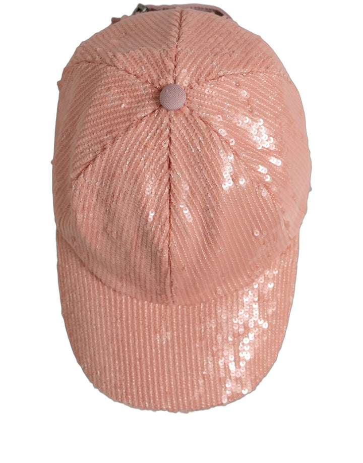 Dolce &amp; Gabbana Men Pink Cotton Sequin Baseball Cap 6 Panels Hat