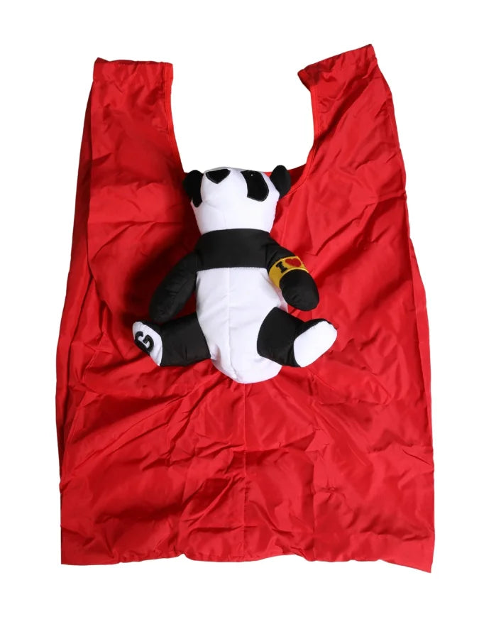 Dolce &amp; Gabbana Men Red Polyester Panda Stuffed Ecobag Tote Borse Bag
