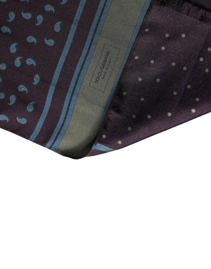 Dolce &amp; Gabbana Men Scarf Maroon Patterned Silk Neck Foulard 132cm x 33cm