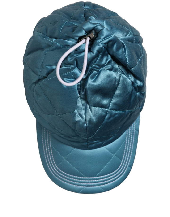 Dolce &amp; Gabbana Men Teal Polyester Quilted Baseball Cap Hat