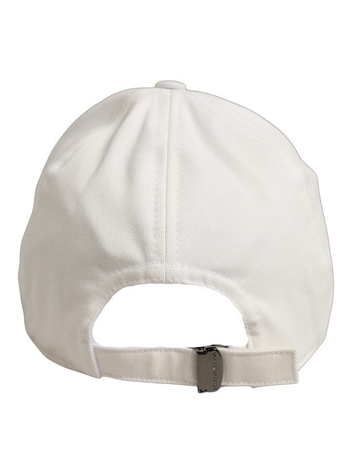 Dolce &amp; Gabbana Men White Cotton Baseball Capello 6 Panels Hat