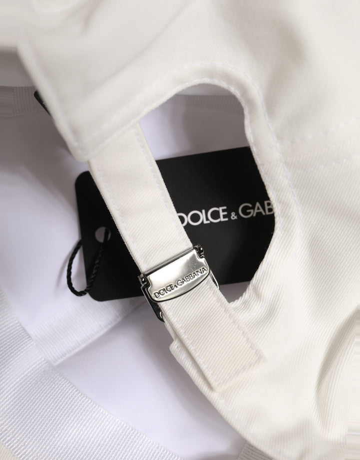 Dolce &amp; Gabbana Men White Cotton Baseball Capello 6 Panels Hat
