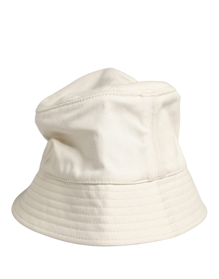 Dolce &amp; Gabbana Men White Cotton Bucket Fisherman Capello Hat