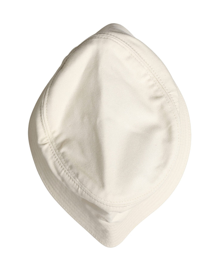 Dolce &amp; Gabbana Men White Cotton Bucket Fisherman Capello Hat