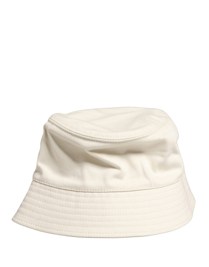 Dolce &amp; Gabbana Men White Cotton Bucket Fisherman Capello Hat