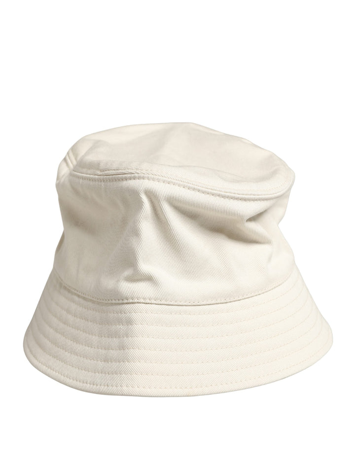 Dolce &amp; Gabbana Men White Cotton Bucket Fisherman Capello Hat