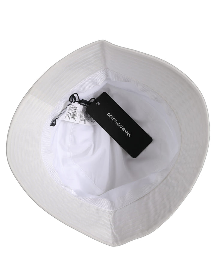 Dolce &amp; Gabbana Men White Nylon Wide Brim Bucket Capello Hat