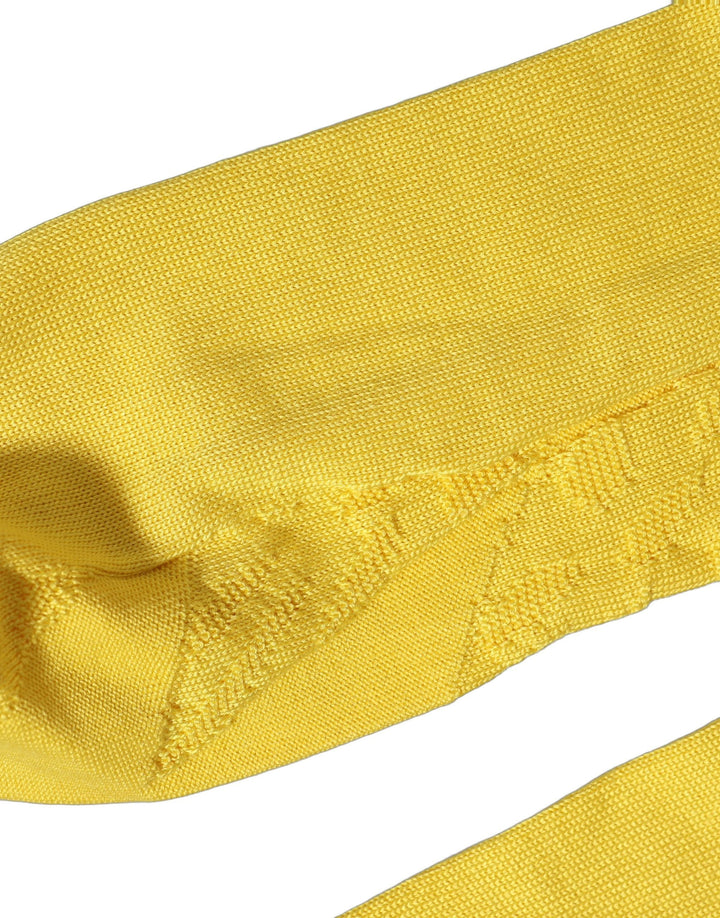 Dolce &amp; Gabbana Men Yellow 100% Silk Mid Calf Accessory Socks