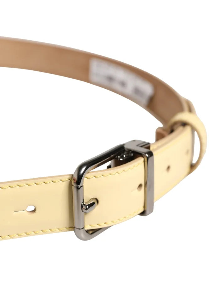 Dolce &amp; Gabbana Men Yellow Classic Leather Metal Buckle Belt