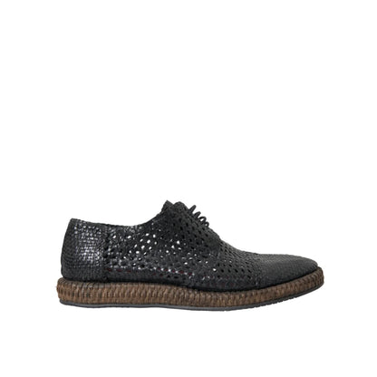 Dolce & Gabbana Mens Derby Shoes Elegant Woven Goat Leather Design