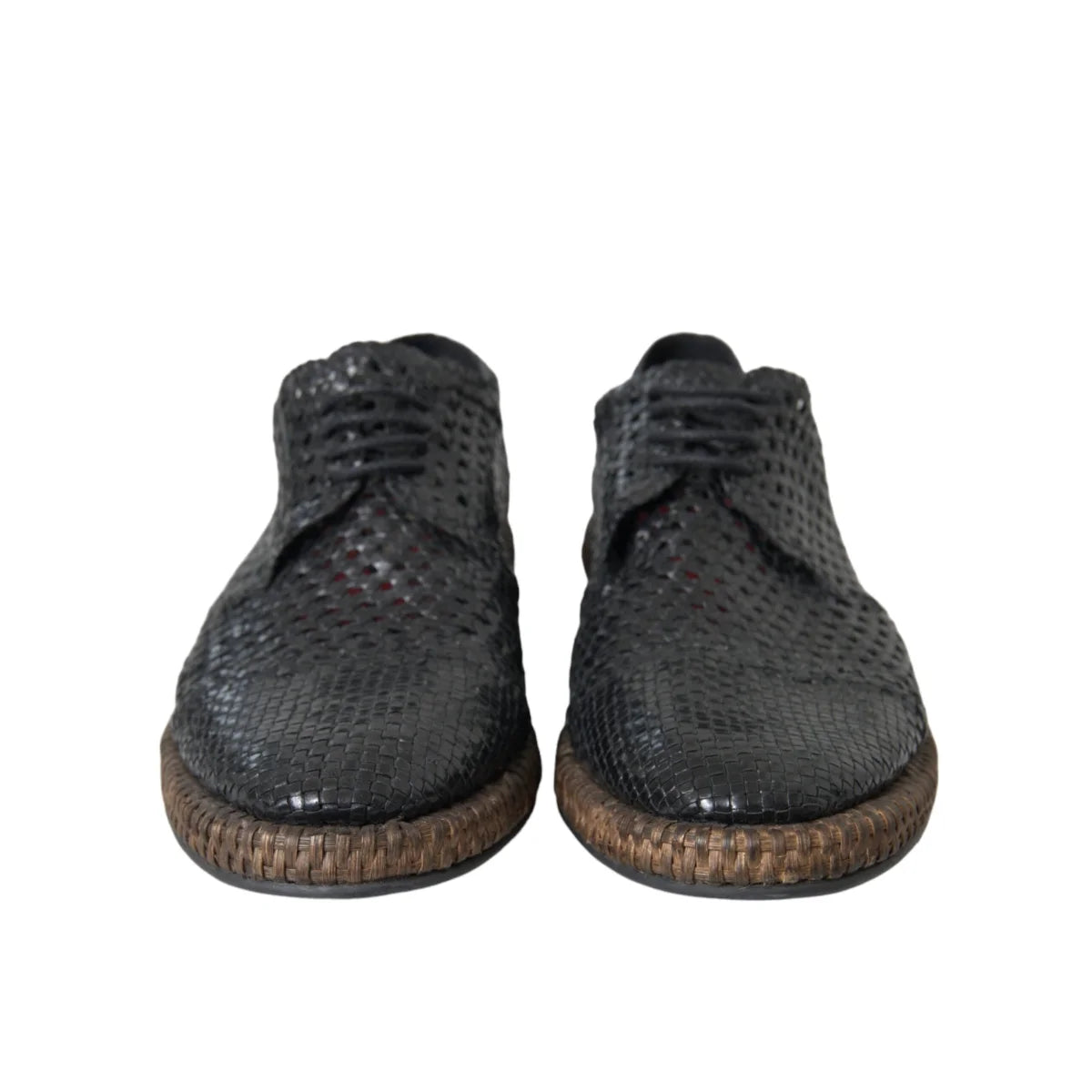 Dolce & Gabbana Mens Derby Shoes Elegant Woven Goat Leather Design