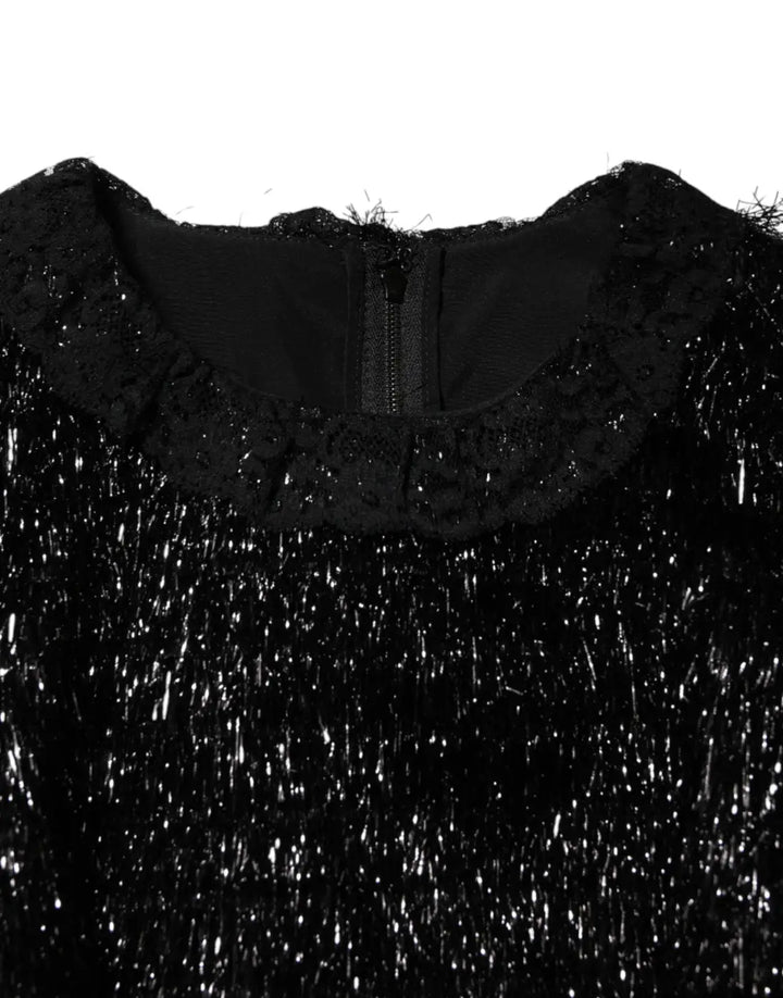 Dolce &amp; Gabbana Metallic Black Polyester A-line Midi Dress