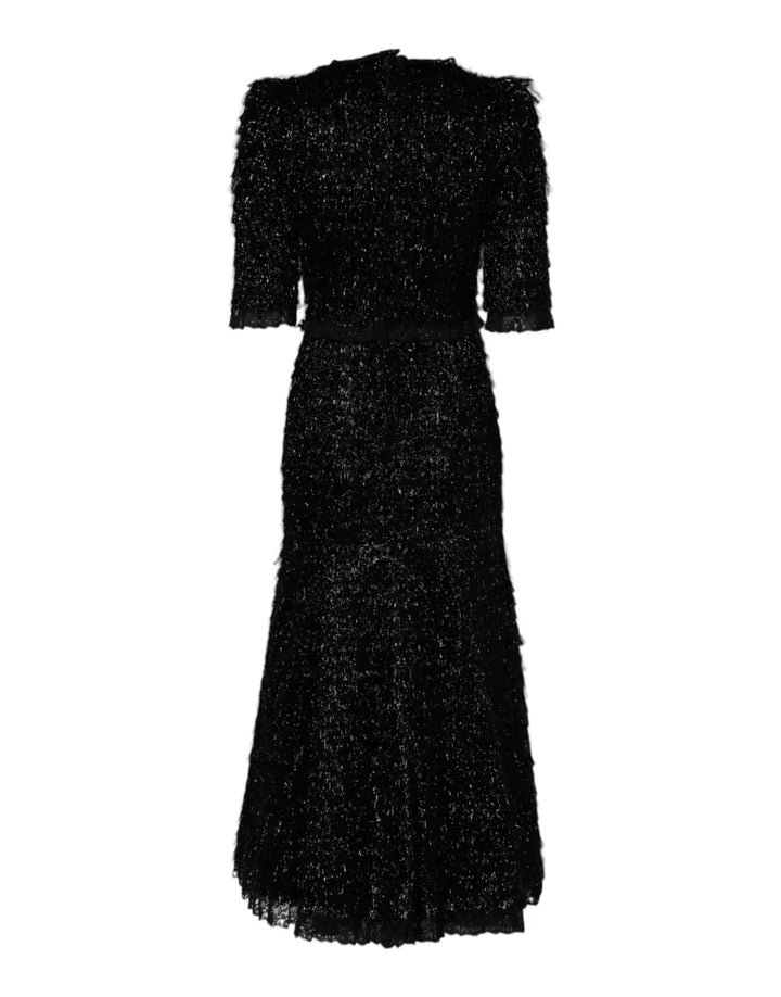 Dolce &amp; Gabbana Metallic Black Polyester A-line Midi Dress