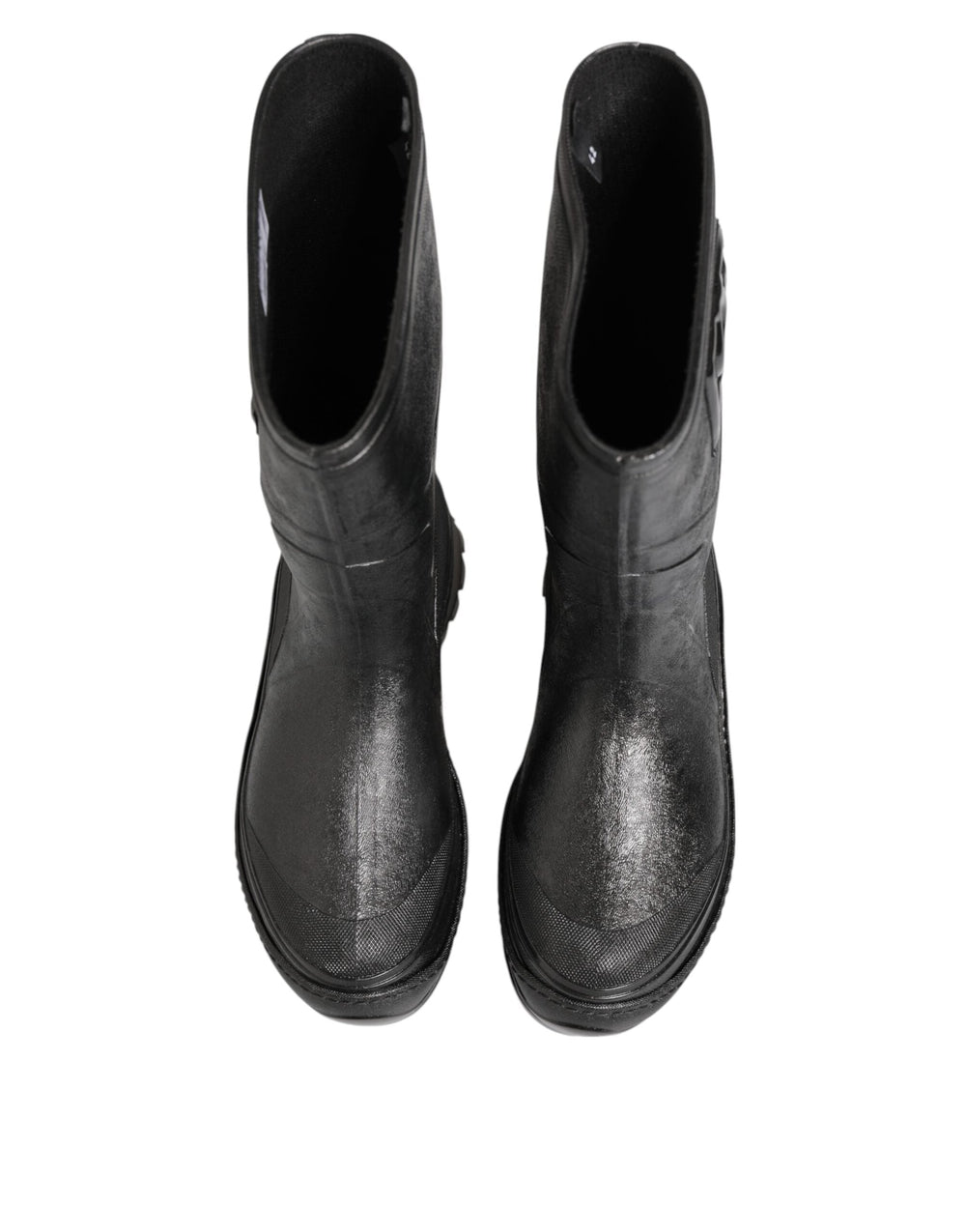 Dolce & Gabbana Metallic Black Pull on Rain Boots Men Shoes