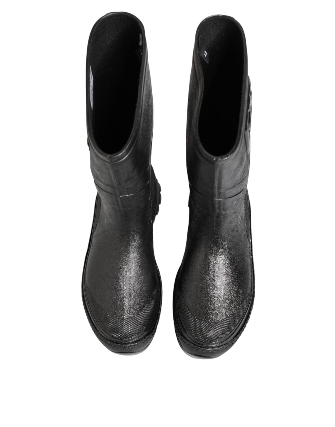 Dolce &amp; Gabbana Metallic Black Pull on Rain Boots Men Shoes