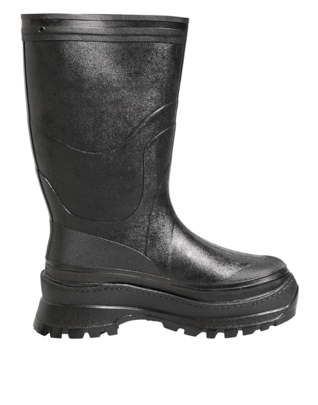 Dolce &amp; Gabbana Metallic Black Pull on Rain Boots Men Shoes