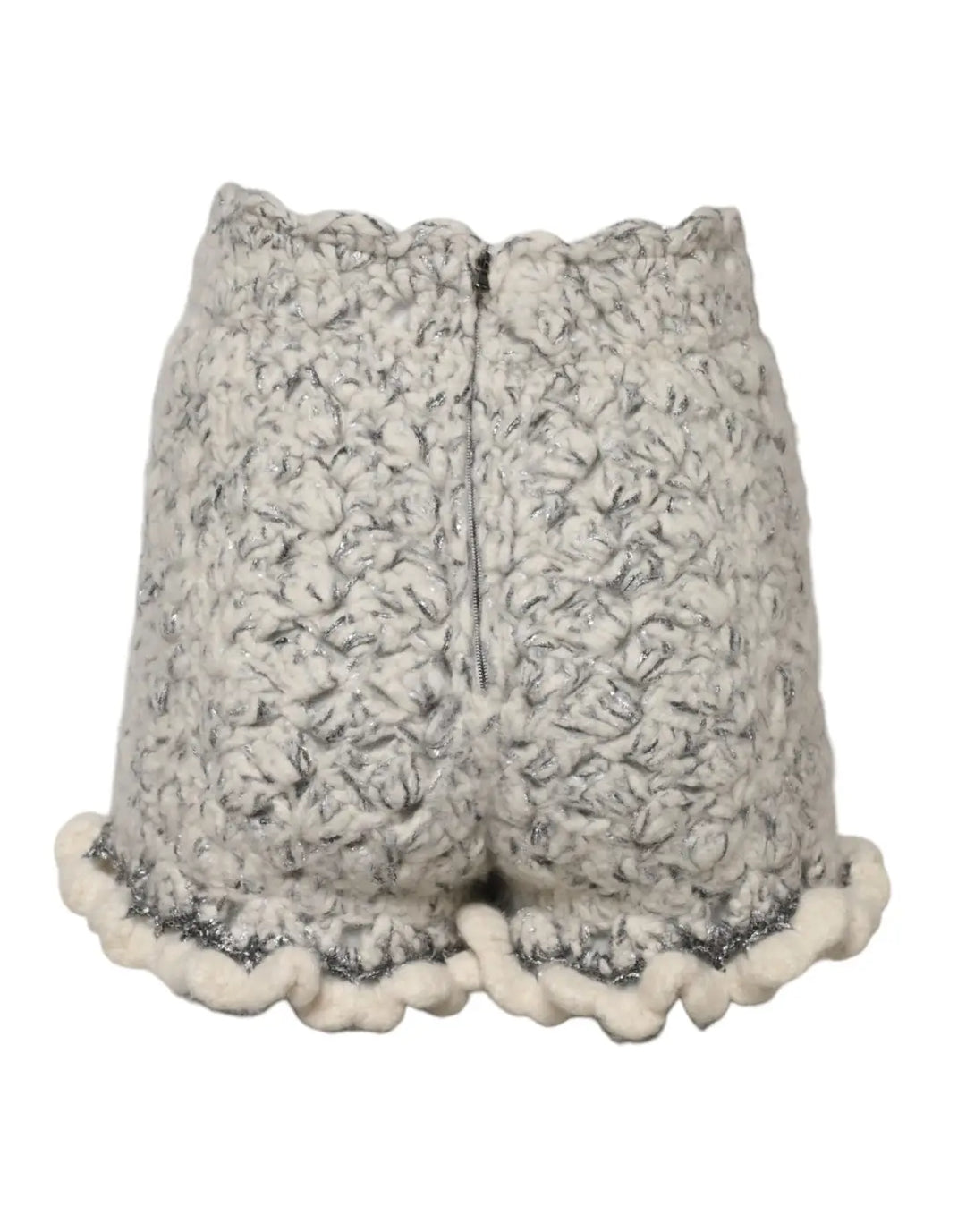 Dolce &amp; Gabbana Metallic Bouclé Knit Cashmere Ruffled Shorts