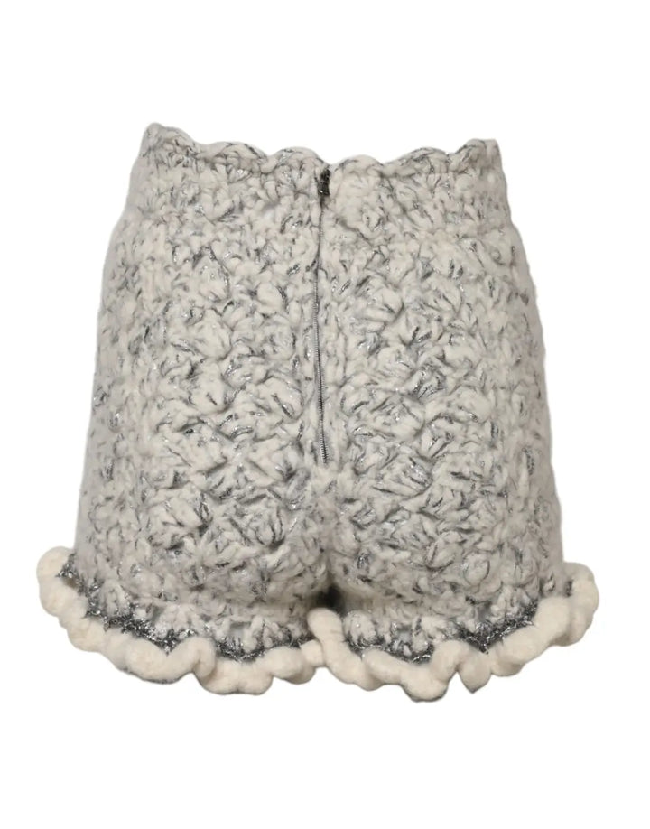Dolce &amp; Gabbana Metallic Bouclé Knit Cashmere Ruffled Shorts