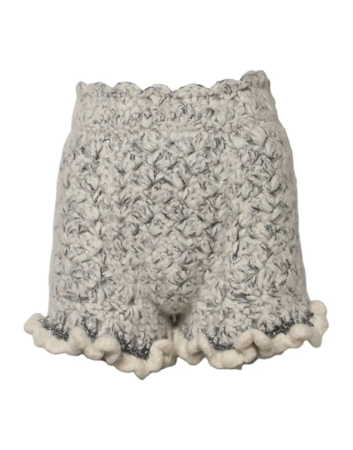 Dolce &amp; Gabbana Metallic Bouclé Knit Cashmere Ruffled Shorts