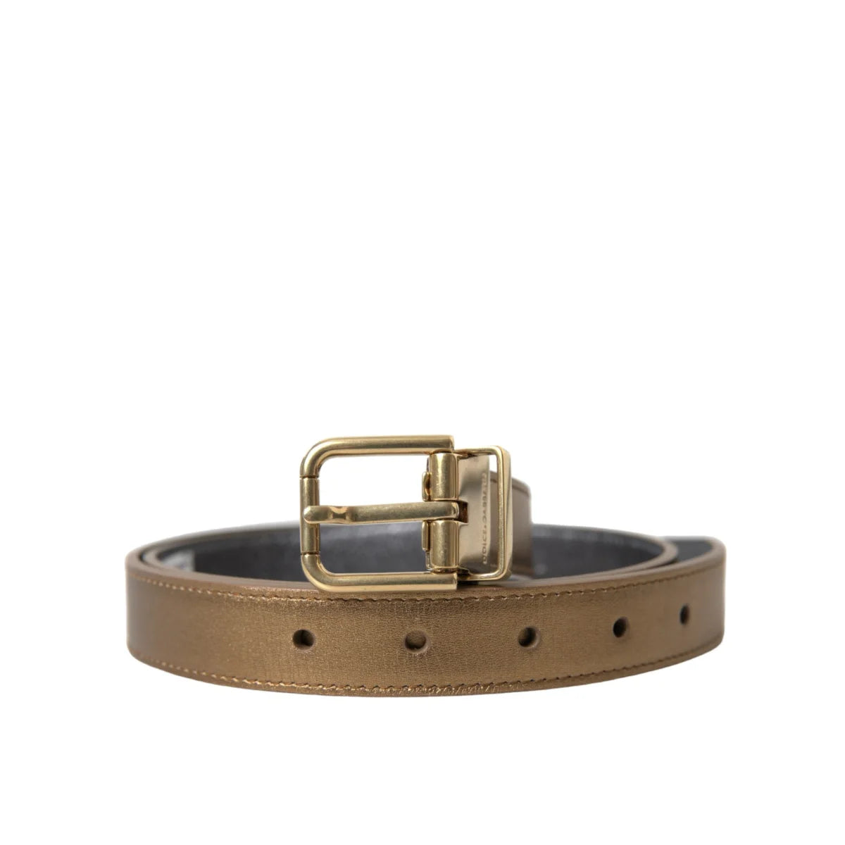 Dolce Gabbana Metallic Gold Belt With Iconic Buckle &