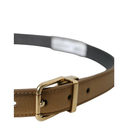 Dolce Gabbana Metallic Gold Belt With Iconic Buckle &