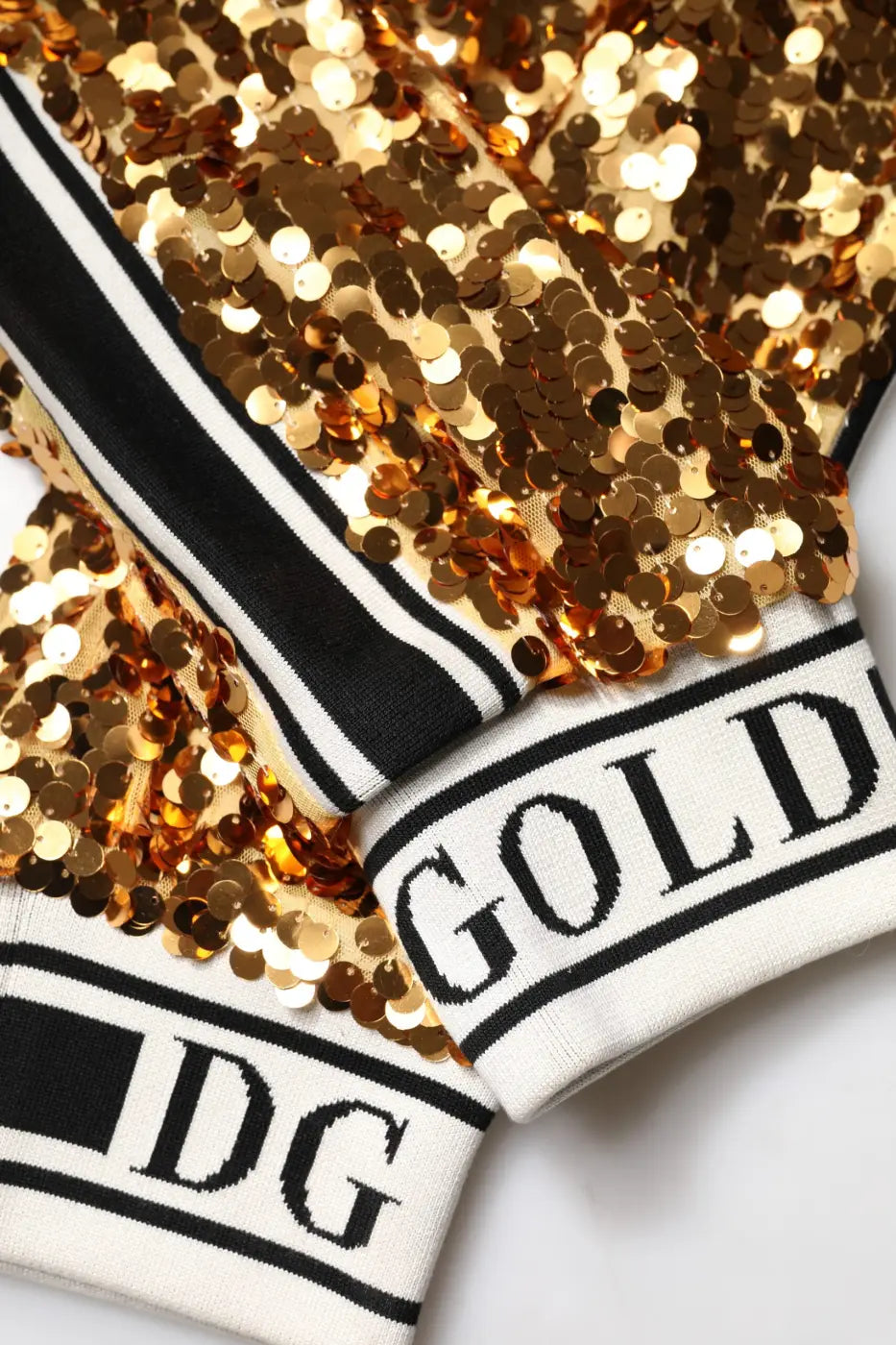 Dolce &amp; Gabbana Metallic Gold DG Logo Sequined Jogger Pants