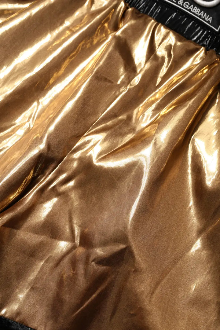 Dolce &amp; Gabbana Metallic Gold High Waist Women Hotpants Short