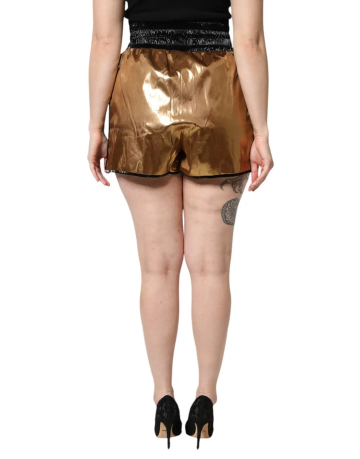 Dolce &amp; Gabbana Metallic Gold High Waist Women Hotpants Short