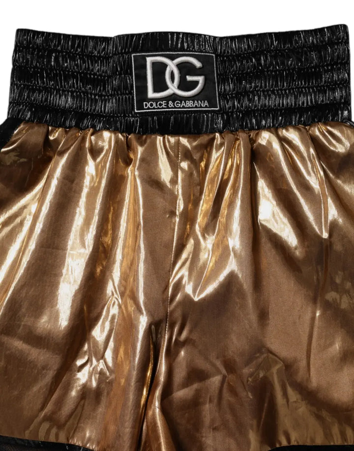 Dolce &amp; Gabbana Metallic Gold High Waist Women Hotpants Short