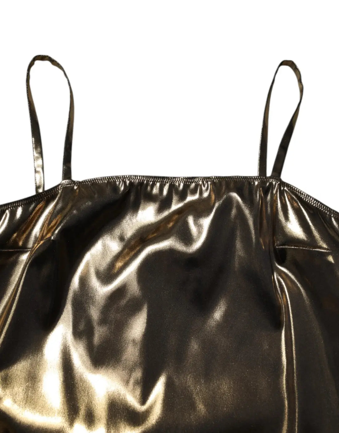 Dolce &amp; Gabbana Metallic Gold Sleeveless A-line Mini Dress