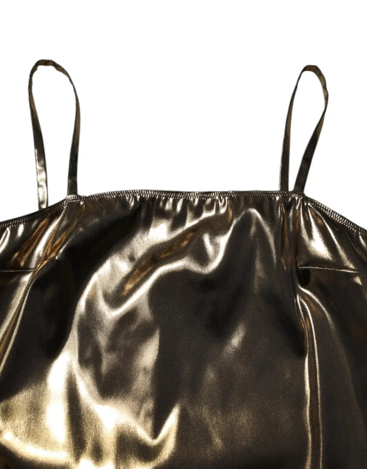 Dolce &amp; Gabbana Metallic Gold Sleeveless A-line Mini Dress
