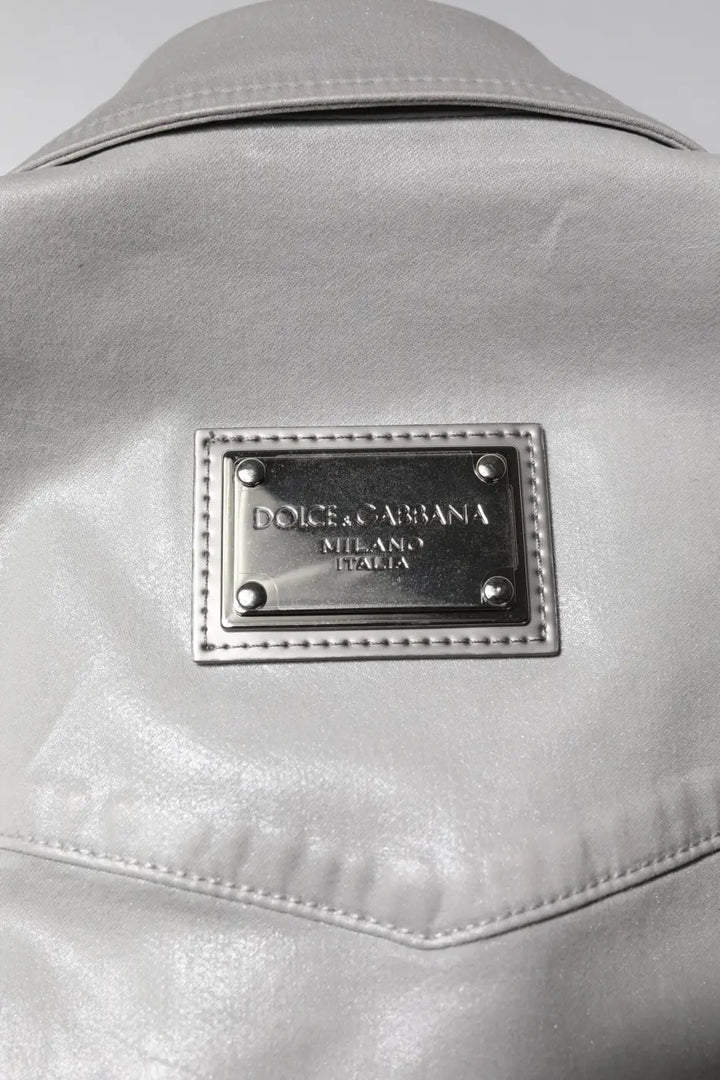 Dolce &amp; Gabbana Metallic Gray Cotton Button Down Shirt