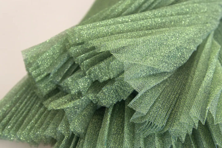 Dolce &amp; Gabbana Metallic Green High Waist A-line Pleated Skirt
