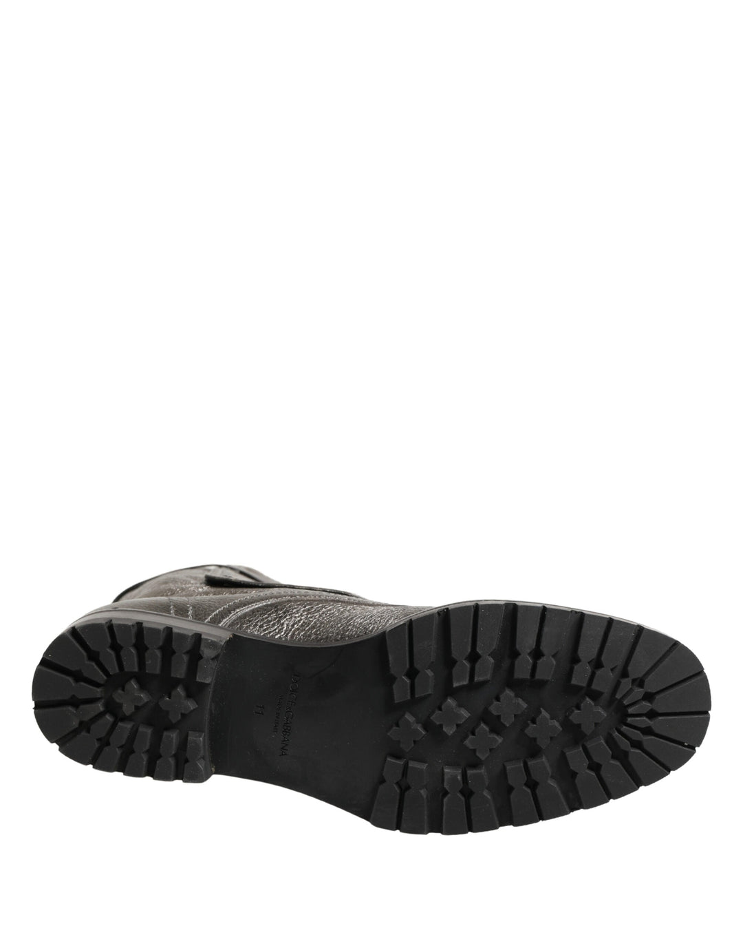 Dolce &amp; Gabbana Metallic Leather Buckle Combat Boots Shoes