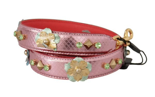 Dolce & Gabbana - Metallic Pink Leather Studded Shoulder Strap