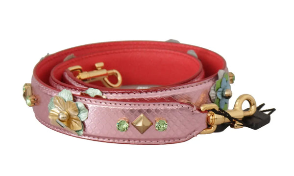 Dolce & Gabbana - Metallic Pink Leather Studded Shoulder Strap