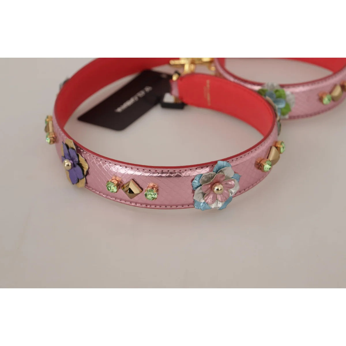 Dolce Gabbana Metallic Pink Shoulder Strap Chic Handbag Accent &