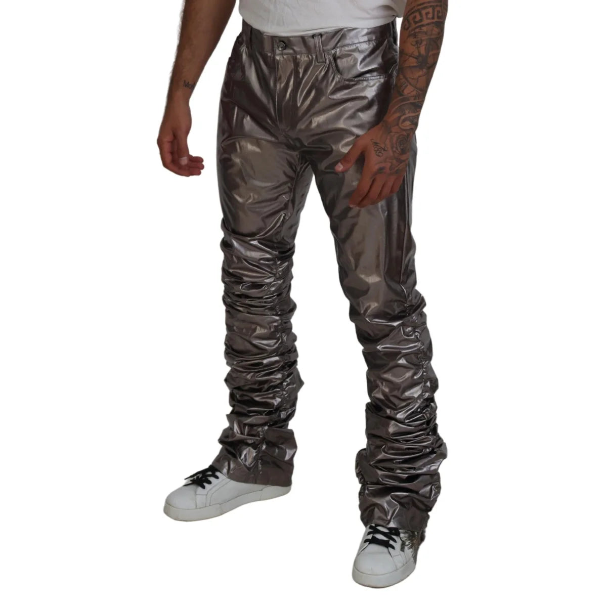 Dolce & Gabbana Metallic Silver Casual Pants