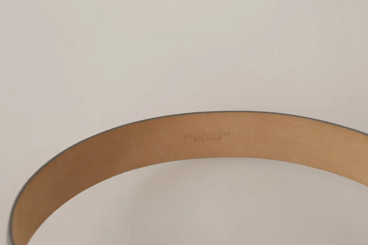 Dolce &amp; Gabbana Metallic Silver Leather Metal Waist Buckle Belt