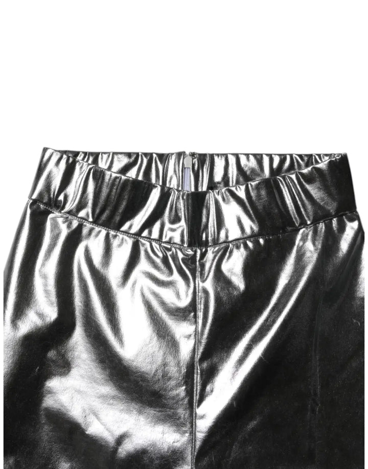 Dolce &amp; Gabbana Metallic Silver Polyester Slim Fit Leggings Pants