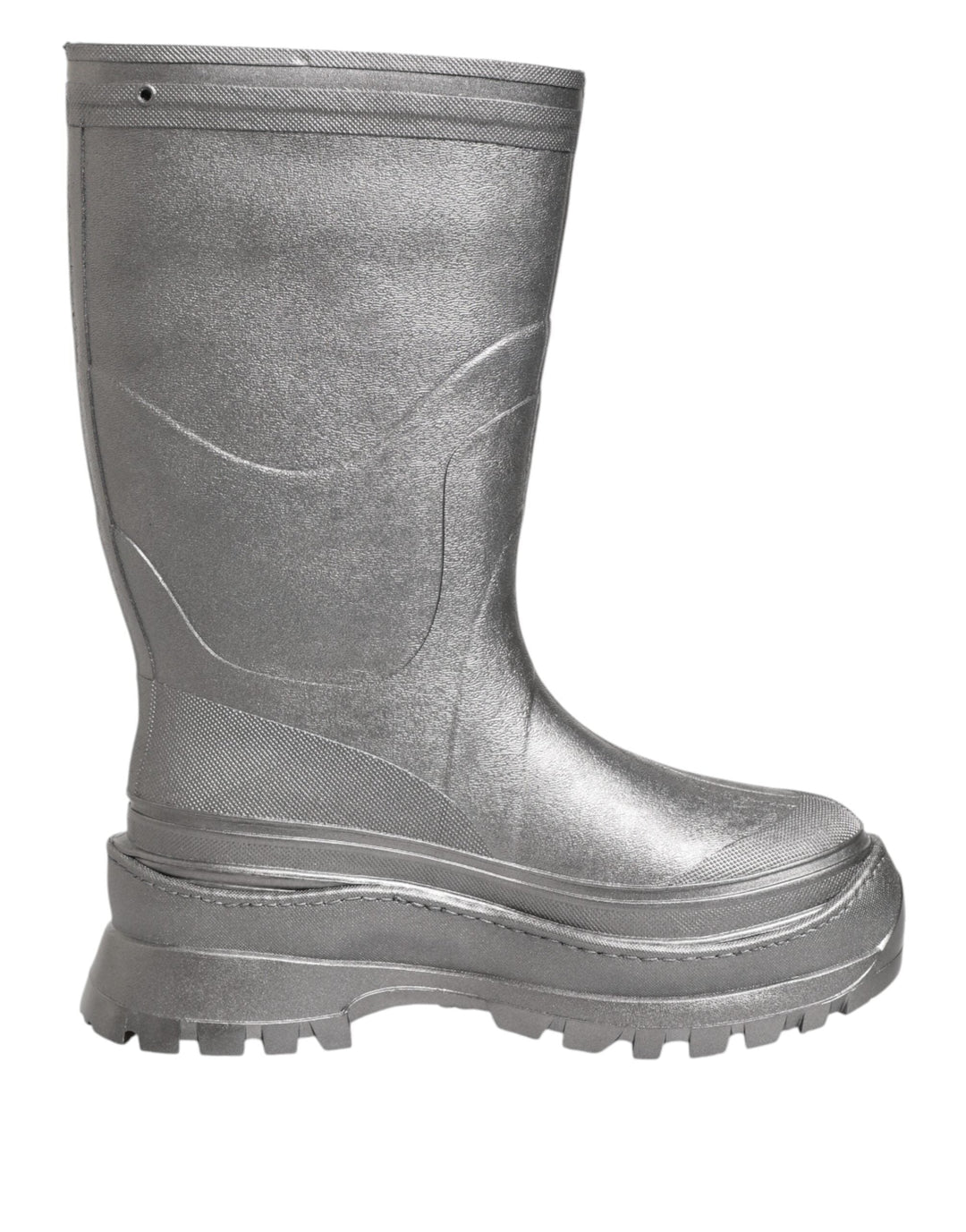 Dolce &amp; Gabbana Metallic Silver Pull on Rain Boots Shoes