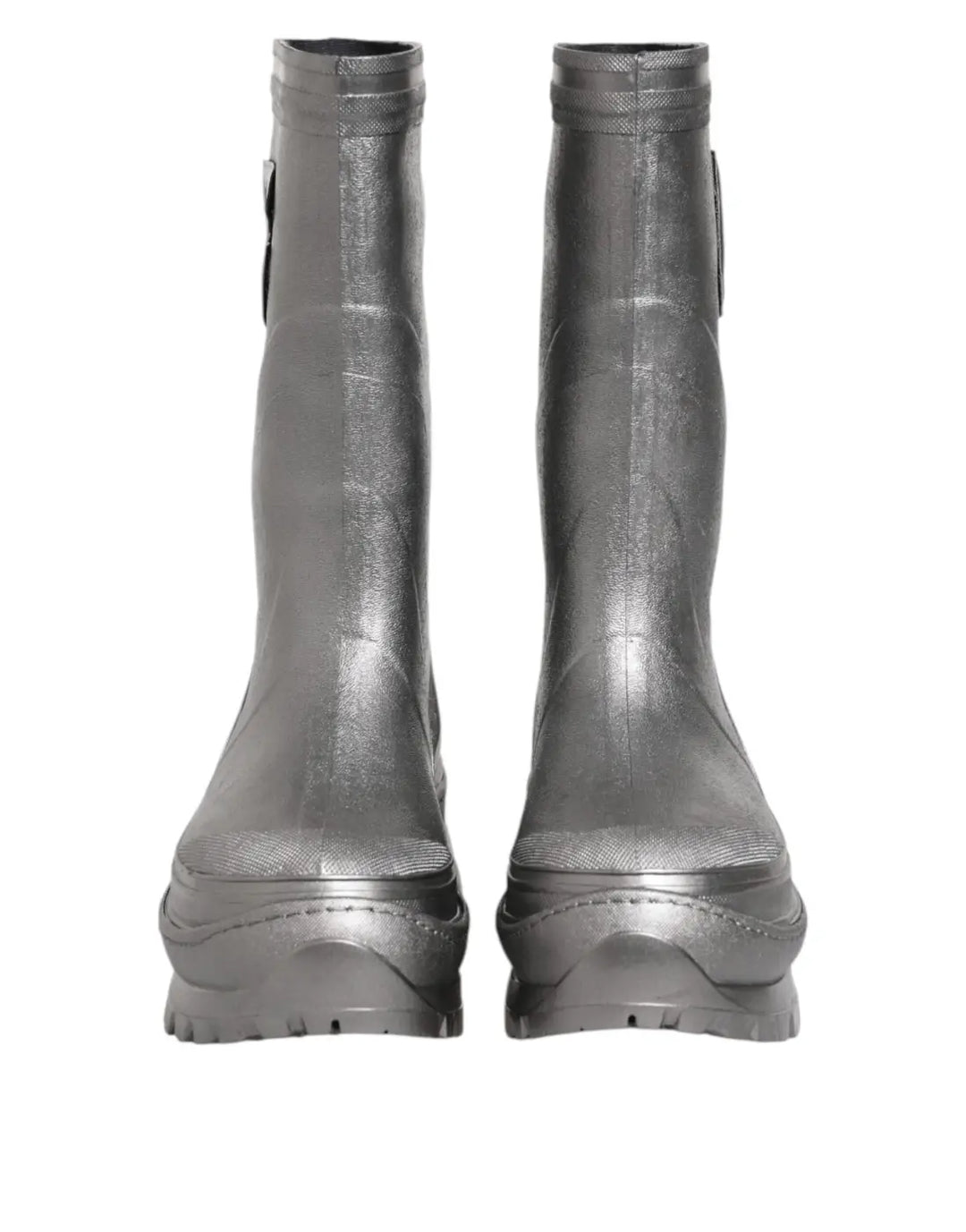 Dolce &amp; Gabbana Metallic Silver Pull On Rain Boots Shoes