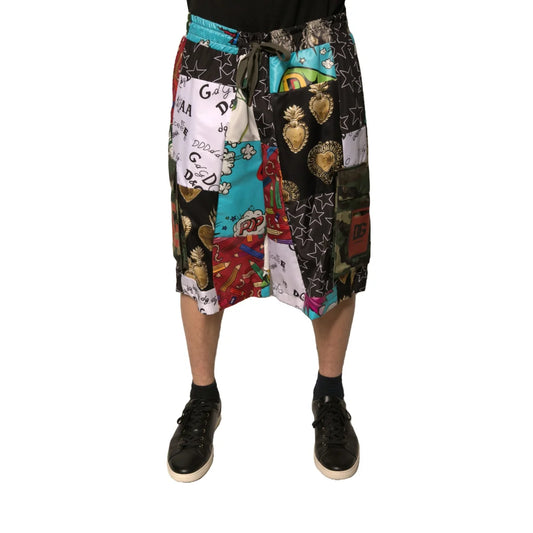 Dolce Gabbana Mid Waist Patchwork Cargo Bermuda Shorts &