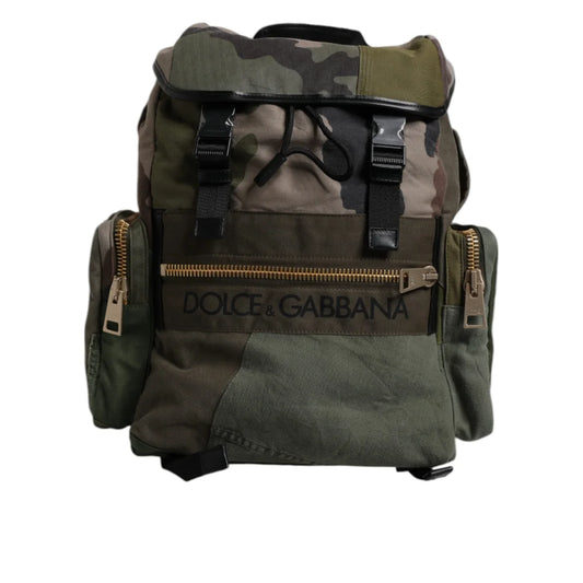 Dolce Gabbana Military Green Backpack Bag with Camouflage Style &