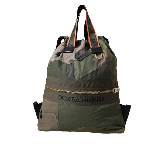 Dolce Gabbana Military Green Backpack Bag with Camouflage Style &