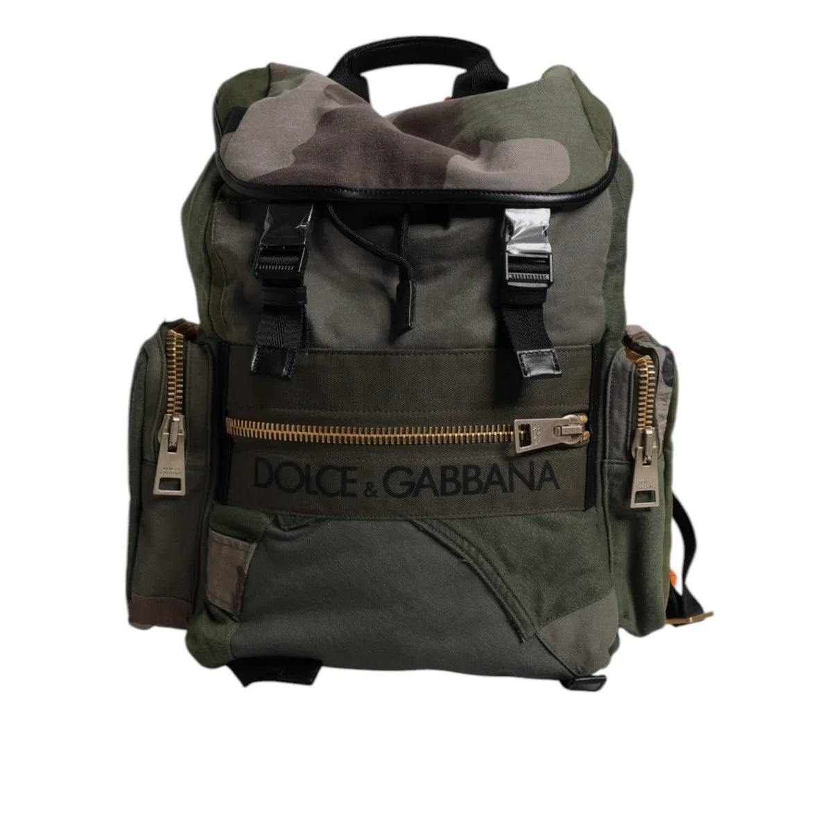 Dolce & Gabbana Military Green Camo Backpack with Drawstring Closure