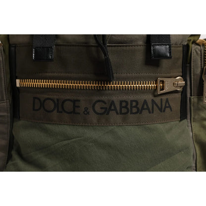 Dolce & Gabbana Military Green Camo Drawstring Closure Backpack